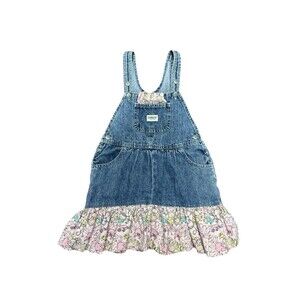 Vintage OshKosh B’gosh Teddy Bear Ballerina Ruffle Dressalls 4T Denim Overall